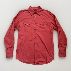 Vtg Y2K Banana Republic Safari Shirt Men M 100% Cotton Stretch Double Pocket Red